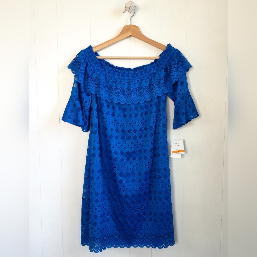 ☆ Royal Blue Off-Shoulder Lace Dress
